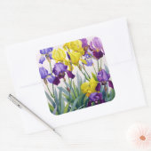 Geel en Paars Irises Vierkante Sticker (Envelop)