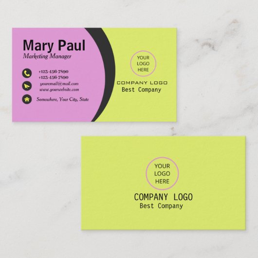 Geel en Paars modern Visitekaartje (Voorkant / Achterkant)