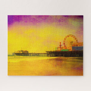 Geel en Paars Santa Monica Pier Legpuzzel