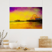 Geel en Paars Santa Monica Pier Poster (Keuken)