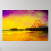 Geel en Paars Santa Monica Pier Poster (Voorkant)
