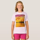 Geel en Paars Santa Monica Pier T-shirt (Voorkant volledig)