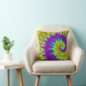 Geel en Paars Spiral Tie Dye Pillow Kussen (Stoel)