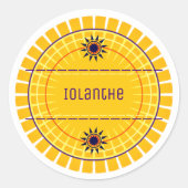 Geel en Paars Sun Modern Symbol Custom Zodiac Ronde Sticker (Voorkant)