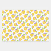 Geel en Paars Waterverf Pansy Patroon Inpakpapier Vel (Voorkant 3)