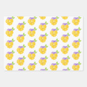 Geel en Paars Waterverf Pansy Patroon Inpakpapier Vel (Voorkant 2)