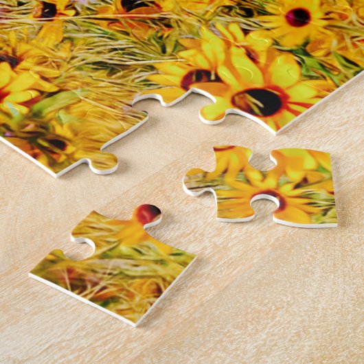 Geel en Paars Wildbloemen Puzzle Legpuzzel (Zijkant)