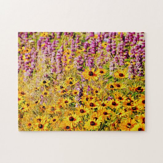 Geel en Paars Wildbloemen Puzzle Legpuzzel (Horizontaal)