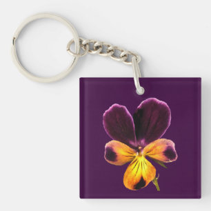 Geel en paarse bloemen Floral Acrylische Sleutelha Sleutelhanger