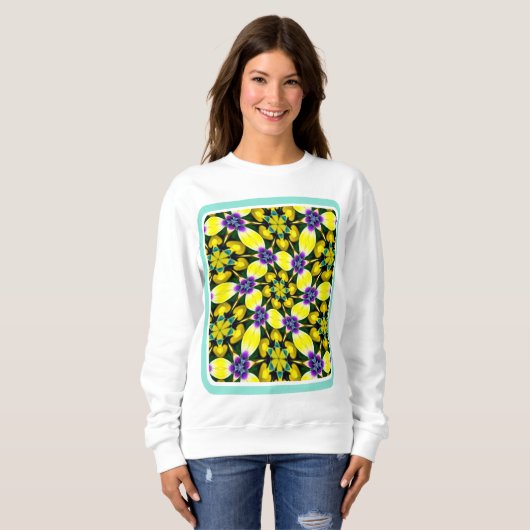 Geel en Paarse Daisy Pattern Trui (Voorkant volledig)