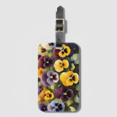 Geel en paarse pansies waterverf schilderij bagagelabel (Voorkant (verticaal))