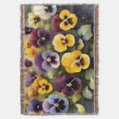 Geel en paarse pansies waterverf schilderij deken (Voorkant Verticaal)