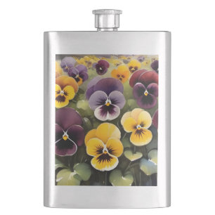 Geel en paarse pansies waterverf schilderij flacon