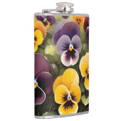 Geel en paarse pansies waterverf schilderij heupfles (Rechts)