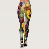 Geel en paarse pansies waterverf schilderij leggings (Achterkant)