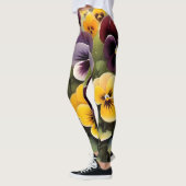 Geel en paarse pansies waterverf schilderij leggings (Links)