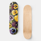 Geel en paarse pansies waterverf schilderij persoonlijk skateboard (Voorkant)