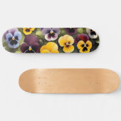 Geel en paarse pansies waterverf schilderij persoonlijk skateboard (Horizontaal)
