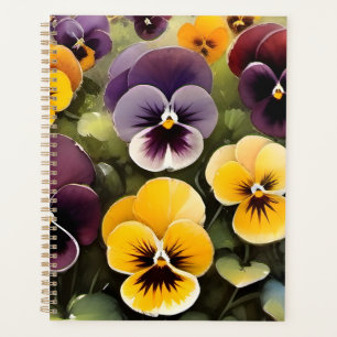 Geel en paarse pansies waterverf schilderij planner
