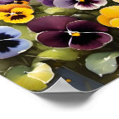 Geel en paarse pansies waterverf schilderij poster (Hoek)