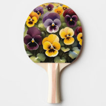 Geel en paarse pansies waterverf schilderij