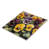 Geel en paarse pansies waterverf schilderij tegeltje (Zijkant)