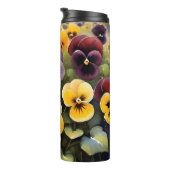 Geel en paarse pansies waterverf schilderij thermosbeker (Geroteerd rechts)