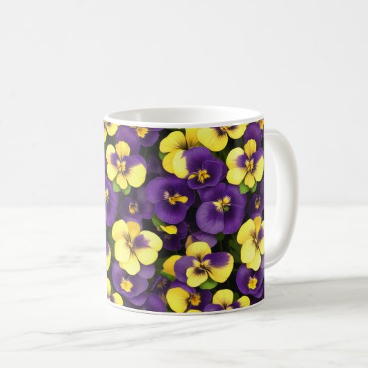 Geel en Paarse Pansy Flowers Koffiemok (Voorkant rechts)