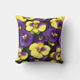 Geel en Paarse Pansy Flowers Kussen