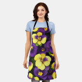 Geel en Paarse Pansy Flowers Schort (Gedragen)