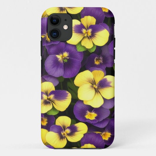 Geel en Paarse Pansy Flowers Telefoon Case (Achterkant)