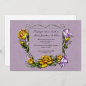 Geel en Paarse Rozen Post Huwelijksfeest Kaart (Voorkant / Achterkant)
