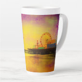 Geel en Paarse Santa Monica Pier Jouw naam Latte Mok (Rechterhoek)