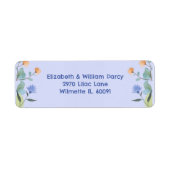 Geel en periwinkle bloemendecreetadreslabel etiket (Voorkant)