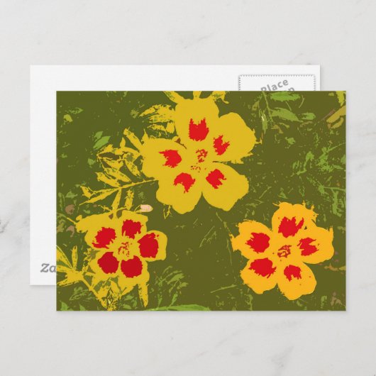 Geel en Rode Bloemen Briefkaart (Voorkant / Achterkant)