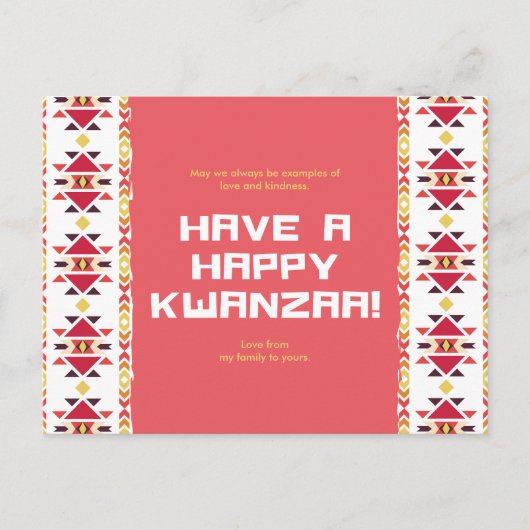 Geel en rood Afrikaans stampatroon Kwanzaa Feestdagenkaart (Voorkant)