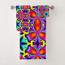 Geel en rood badhanddoek set bad handdoek