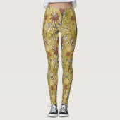 Geel en rood bloempatroon leggings (Voorkant)