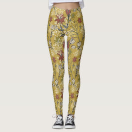 Geel en rood bloempatroon leggings