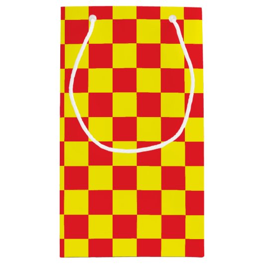 Geel en rood, gecontroleerd klein cadeauzakje (Achterkant)