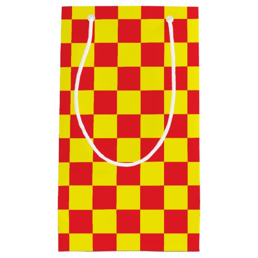 Geel en rood, gecontroleerd klein cadeauzakje (Voorkant)