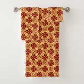 geel en rood geometrisch bloempatroon  bad handdoek (Insitu)