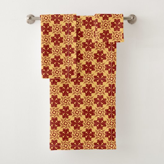 geel en rood geometrisch bloempatroon  bad handdoek