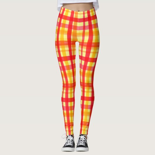 Geel en rood gepleisterde Leggings (Voorkant)
