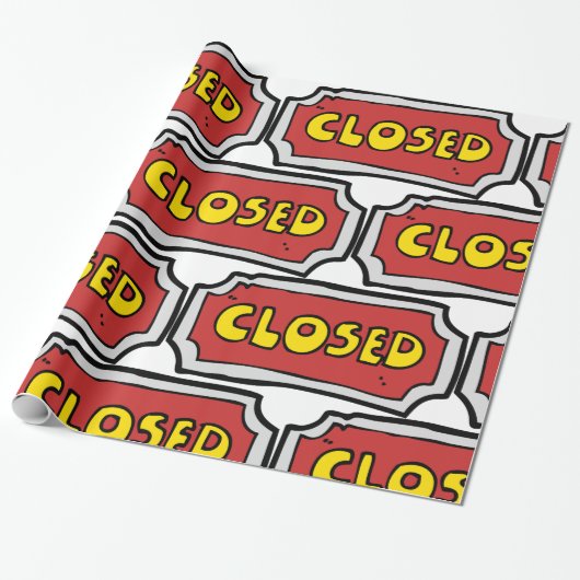 Geel en rood gesloten teken cadeaupapier (Uitgerold)