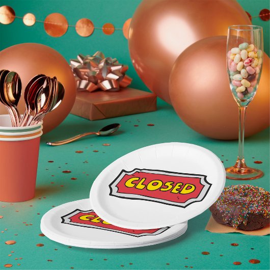 Geel en rood gesloten teken papieren bordje