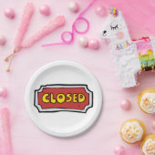 Geel en rood gesloten teken papieren bordje (Feest)