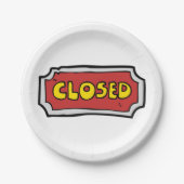 Geel en rood gesloten teken papieren bordje (Voorkant)