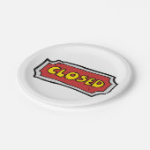 Geel en rood gesloten teken papieren bordje (Gekanteld)