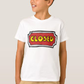 Geel en rood gesloten teken t-shirt (Voorkant)